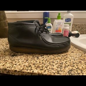 Slightly worn black Wallabee Boot Clark’s